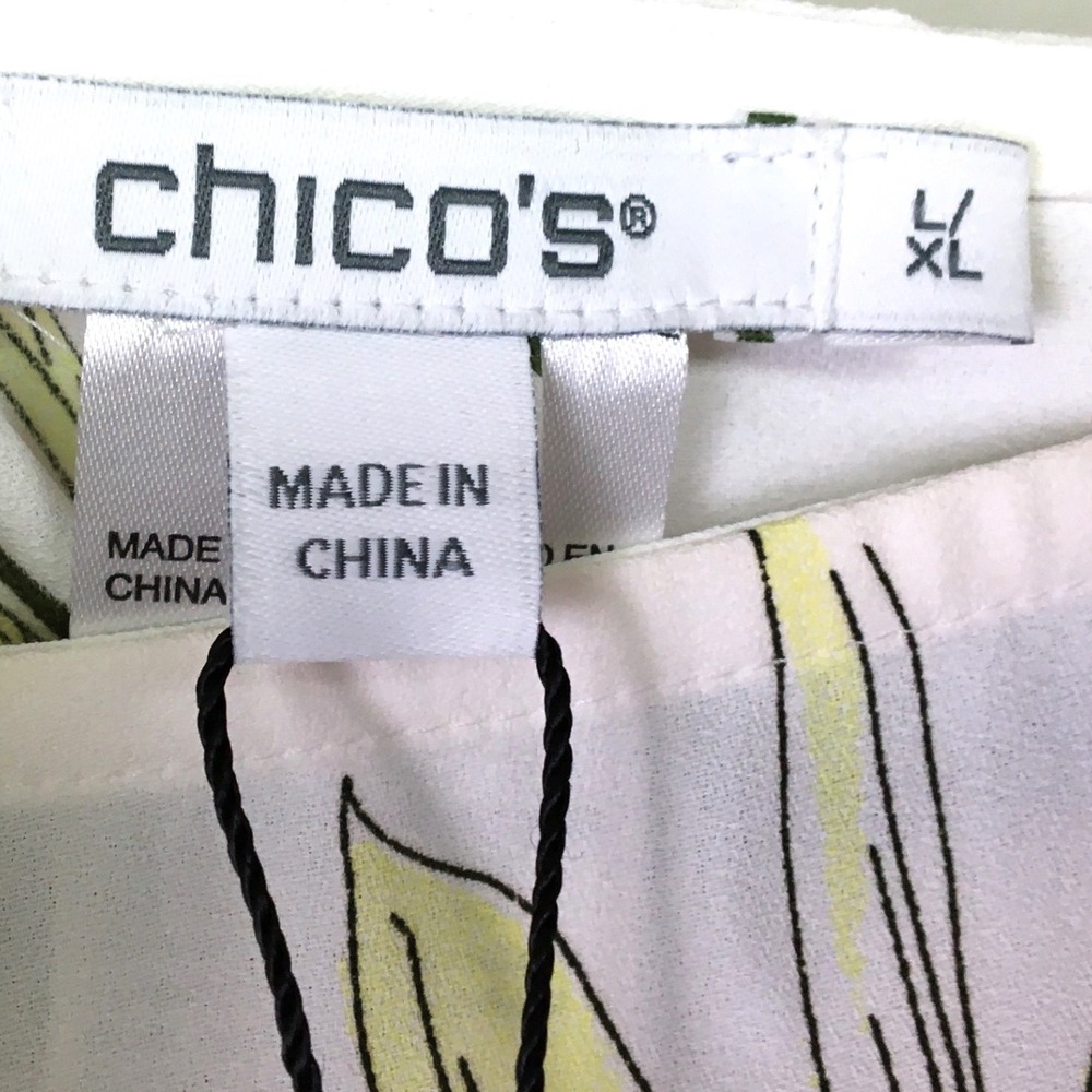 Chico's Maui Trail Primordial Forest Floral Poncho Top L/XL Pink Green - Picture 6 of 7